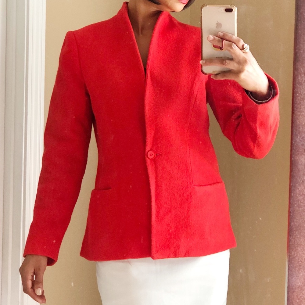 Vintage red wool boxy blazer